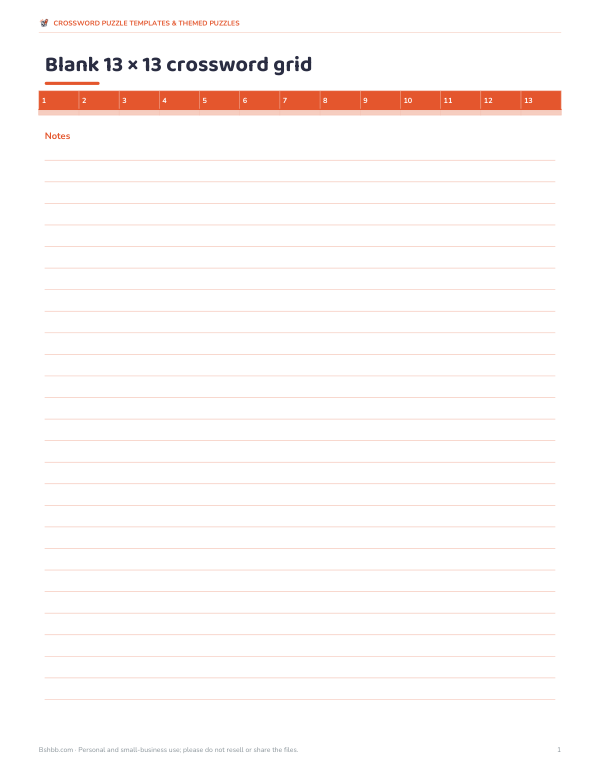 Preview of Printable Blank Crossword Grids